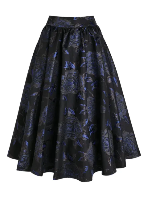 alice + olivia floral-pattern midi skirt