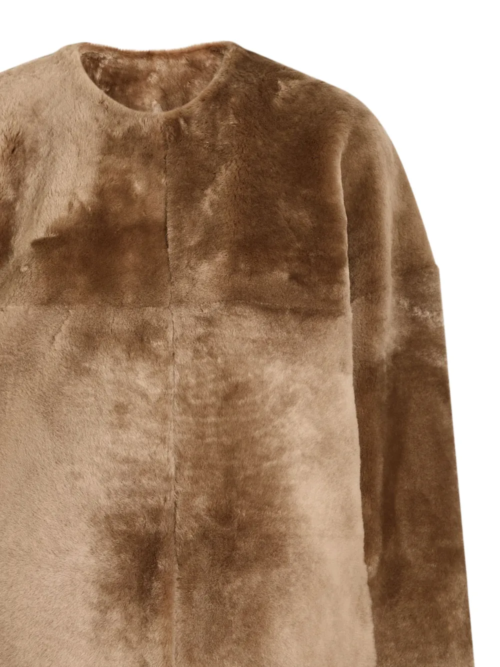 TOVE Oversized mantel met vlakken - Bruin