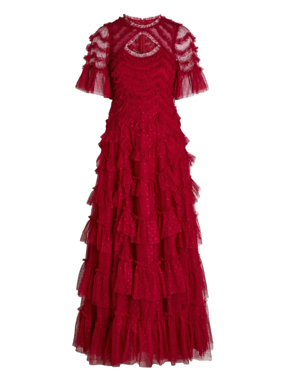 Needle & Thread Abito lungo Aviana con ruches - Rosso