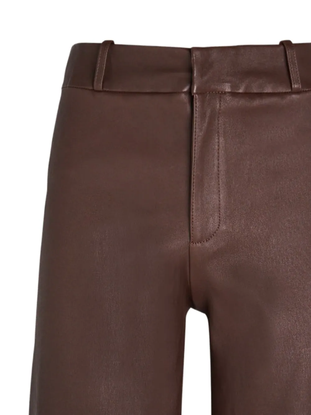 Arma Marina leren broek met wijde pijpen - Bruin