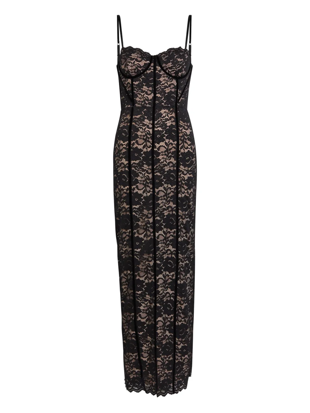 alice + olivia lace slip maxi dress - Black