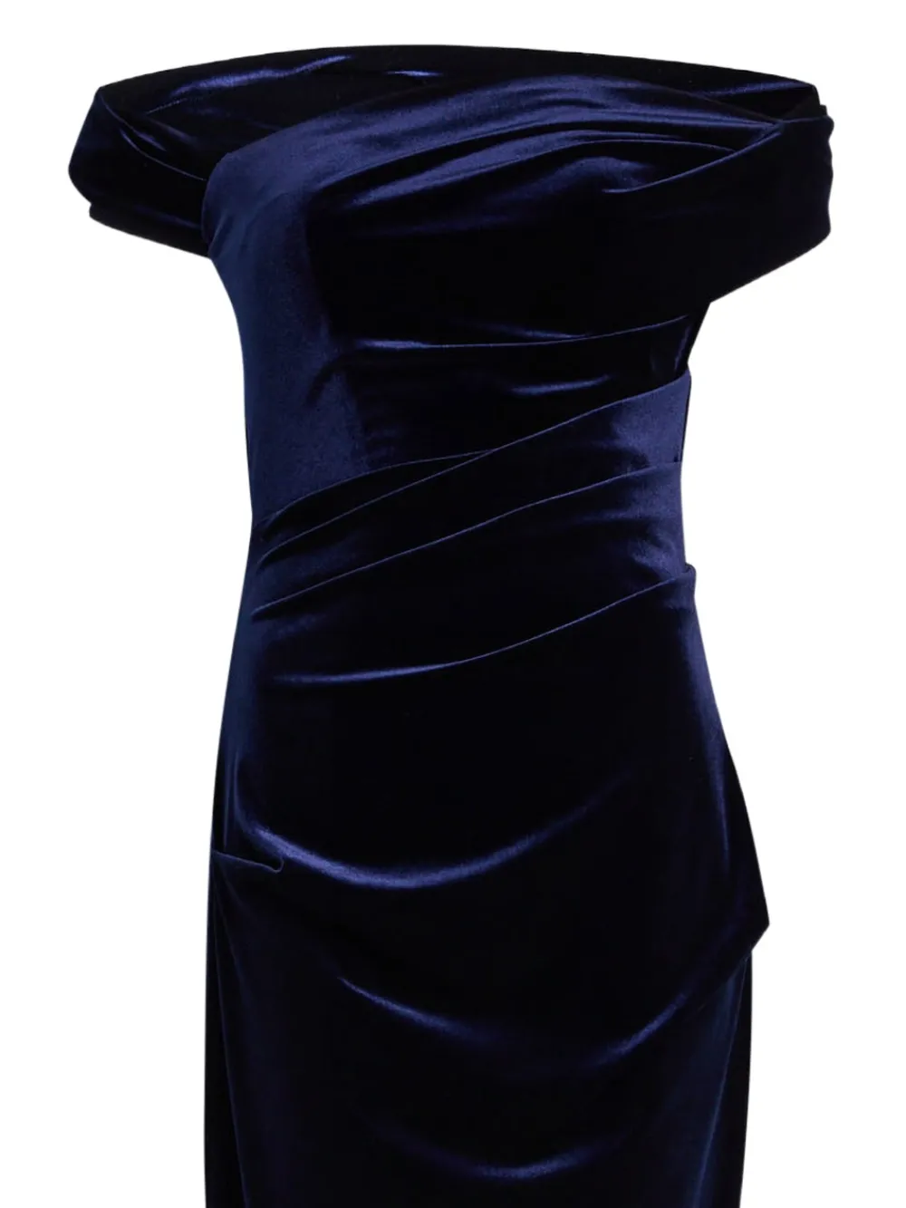 Talbot Runhof Off-shoulder maxi-jurk - Blauw