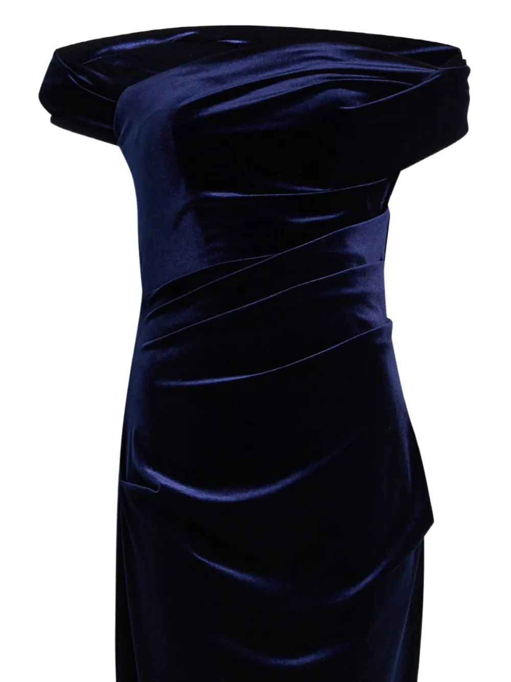  Talbot Runhof Off-shoulder Draped Maxi Dress - Blue 