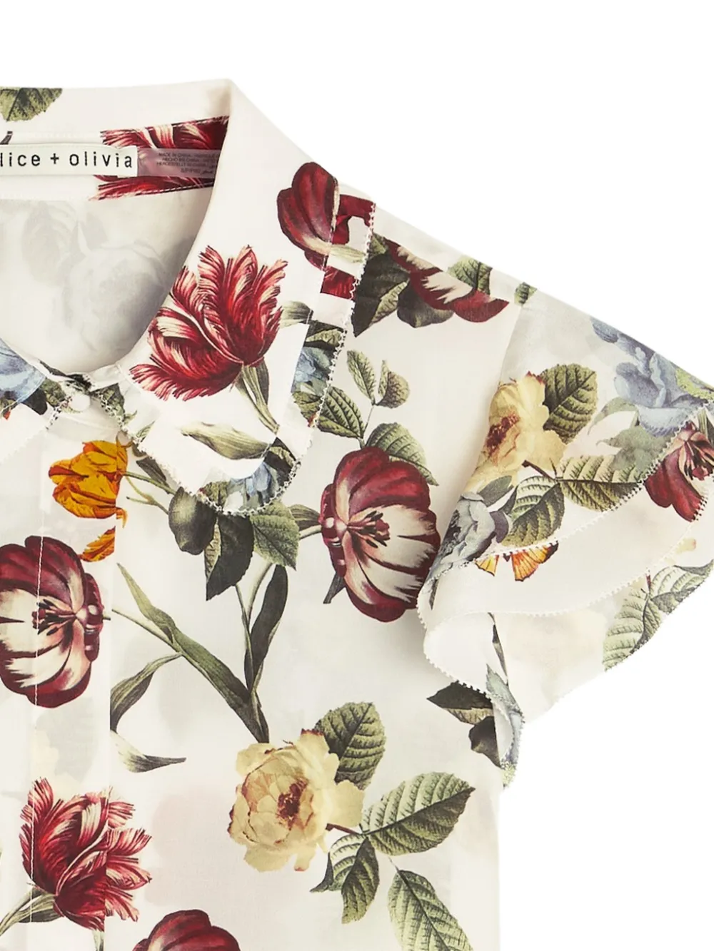 Alice + olivia Shirt met ruches en bloemenprint - Beige