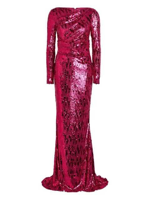 Talbot Runhof sequined long-sleeve dress