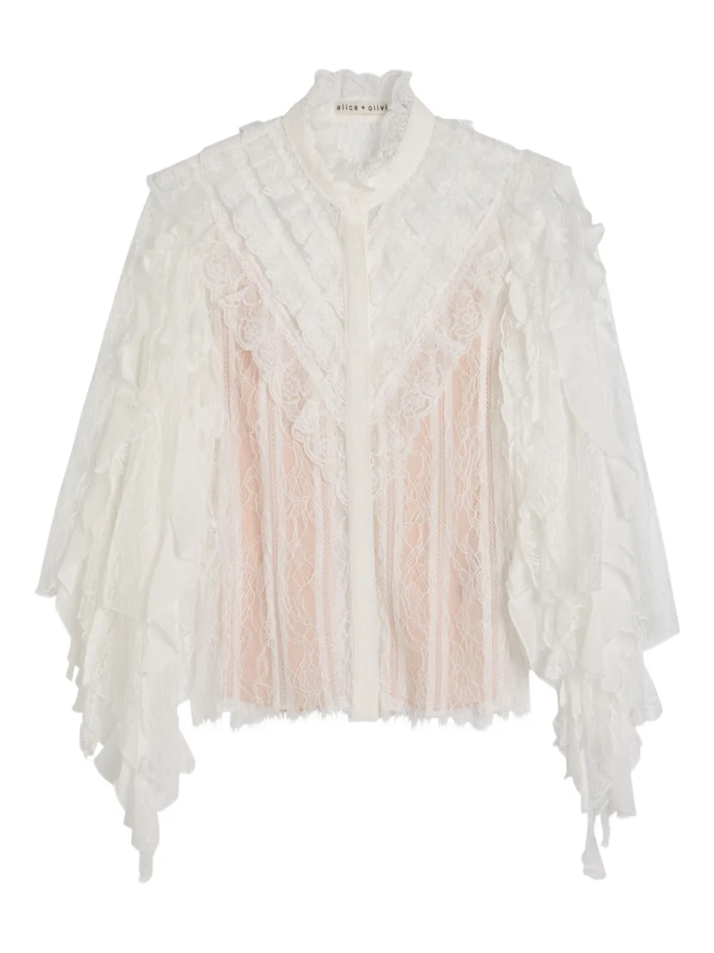 alice + olivia Rheba ruffled lace blouse - White