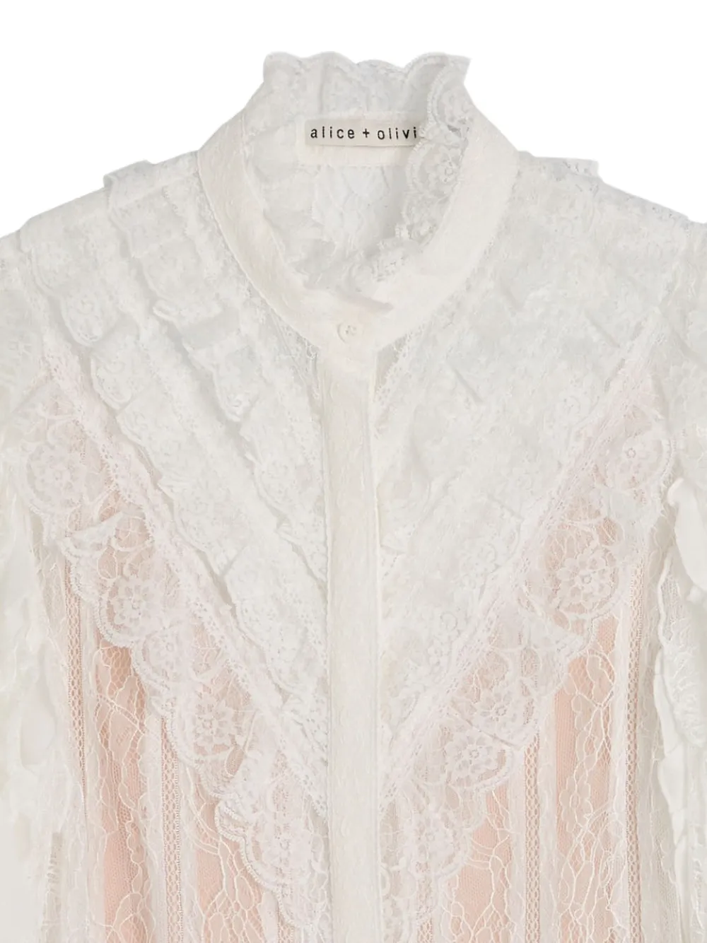 Alice + olivia Rheba blouse met ruches en kant - Wit