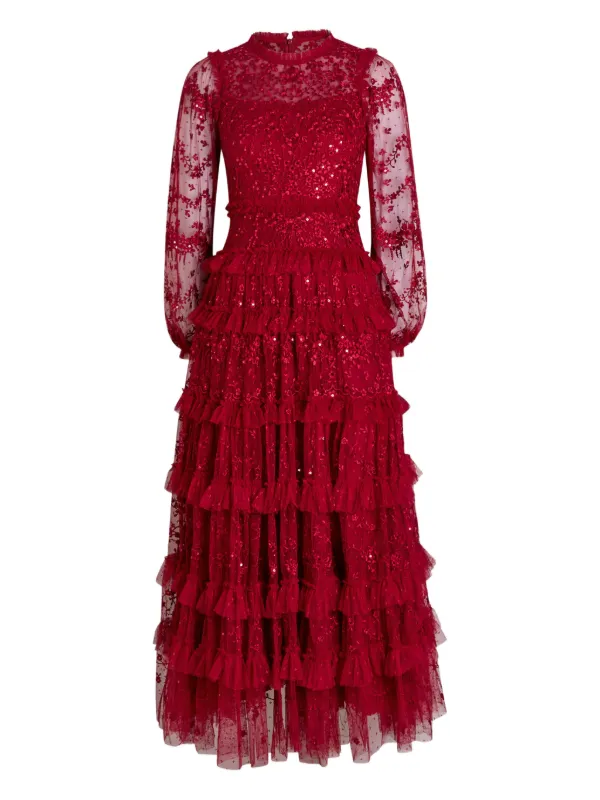 embellished red maxi dress Roberto Cavalli Bead-embellished Maxi Dress