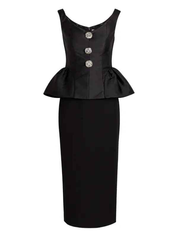 knee length dresses for ladies Black Peplum Midi Dress main image 1