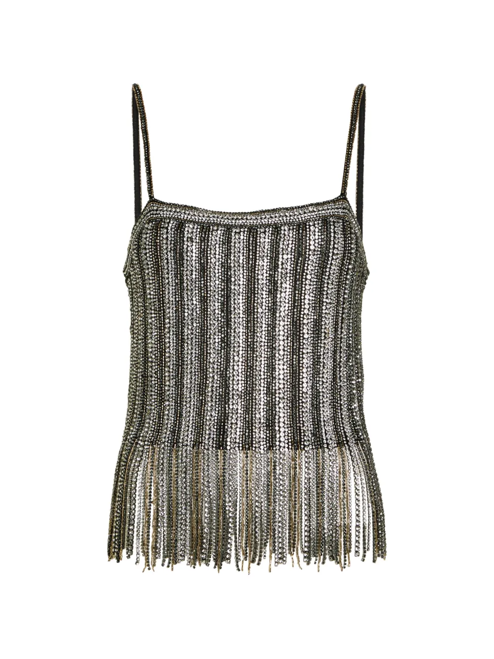 alice + olivia beaded fringed top - Argento