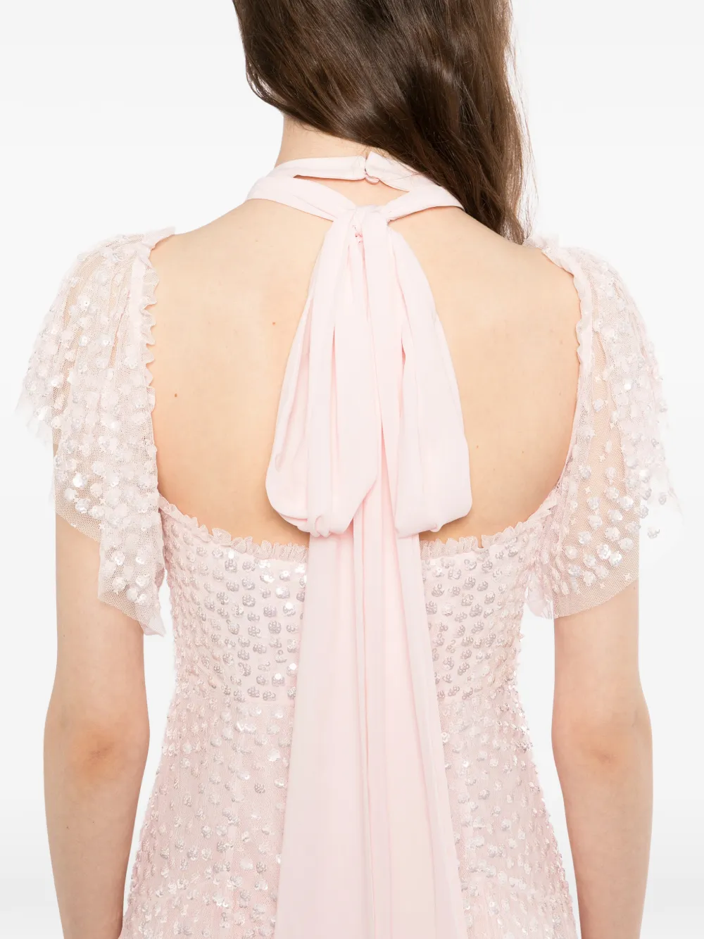 Needle & Thread Gewelfde avondjurk met pailletten Roze