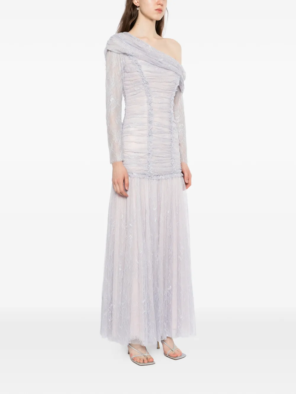  Needle & Thread Gigi Lace One-shoulder Dress - Blue 
