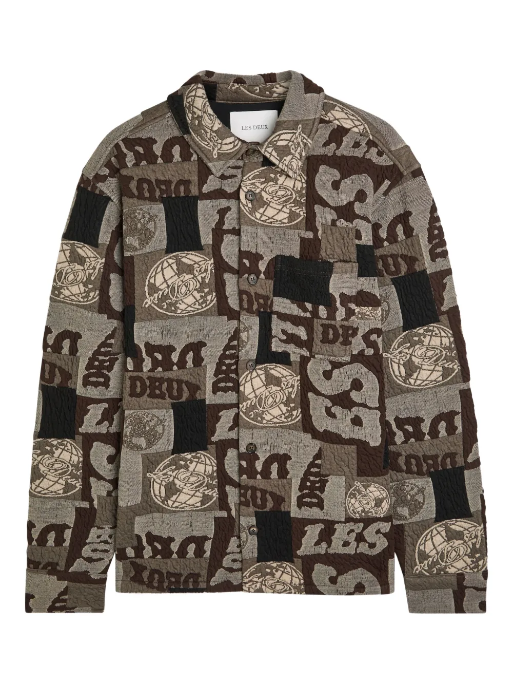 Les Deux Giacca-camicia Kaleb con design patchwork - Grigio