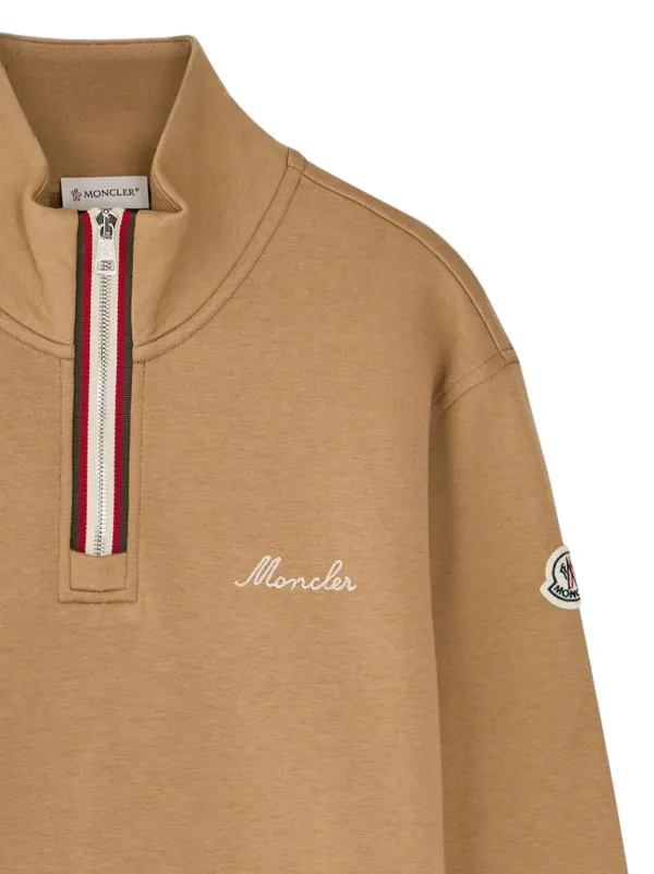 MONCLER　24aw　スウェット　ブラウン　L Moncler half-zip Sweatshirt | Brown | FARFETCH AO