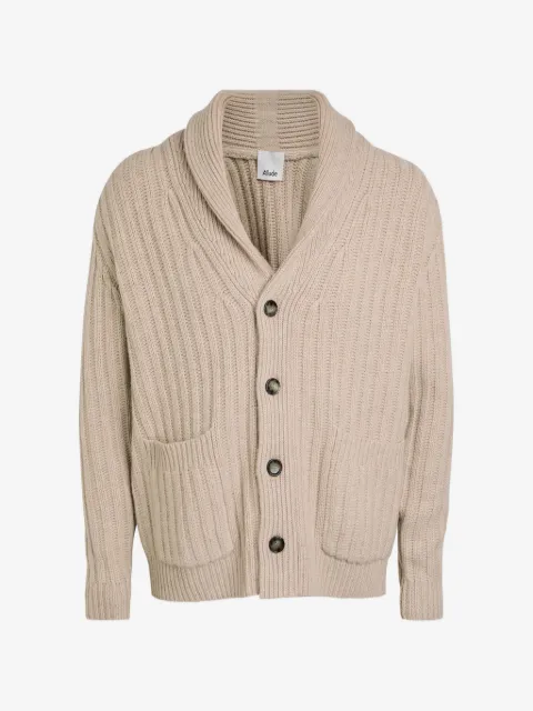 Allude shawl-collar ribbed-knit cardigan