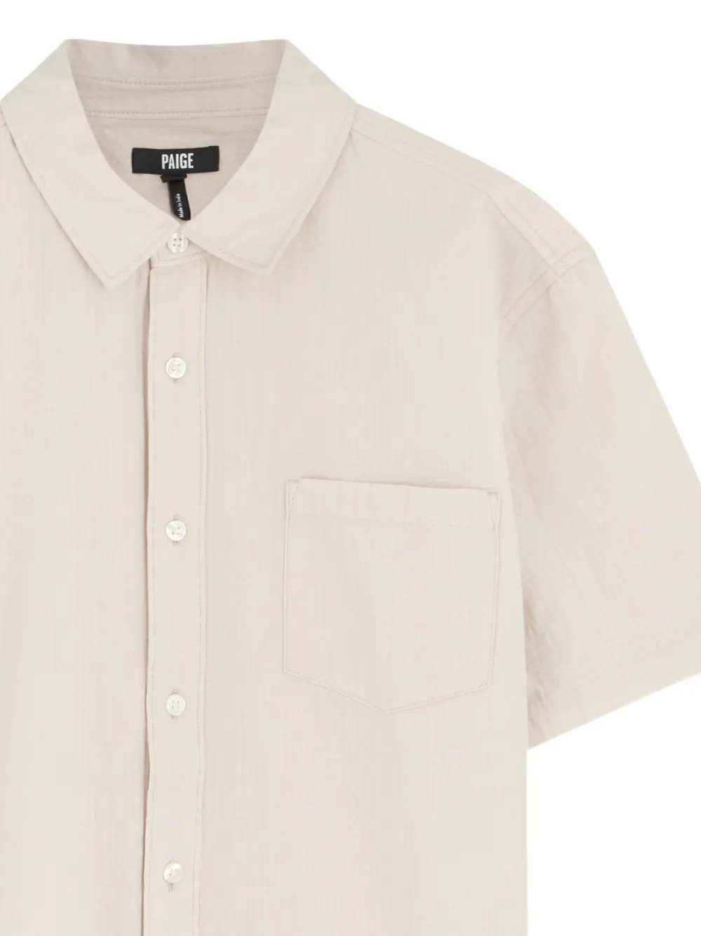 PAIGE Overhemd met zak en korte mouwen - Beige