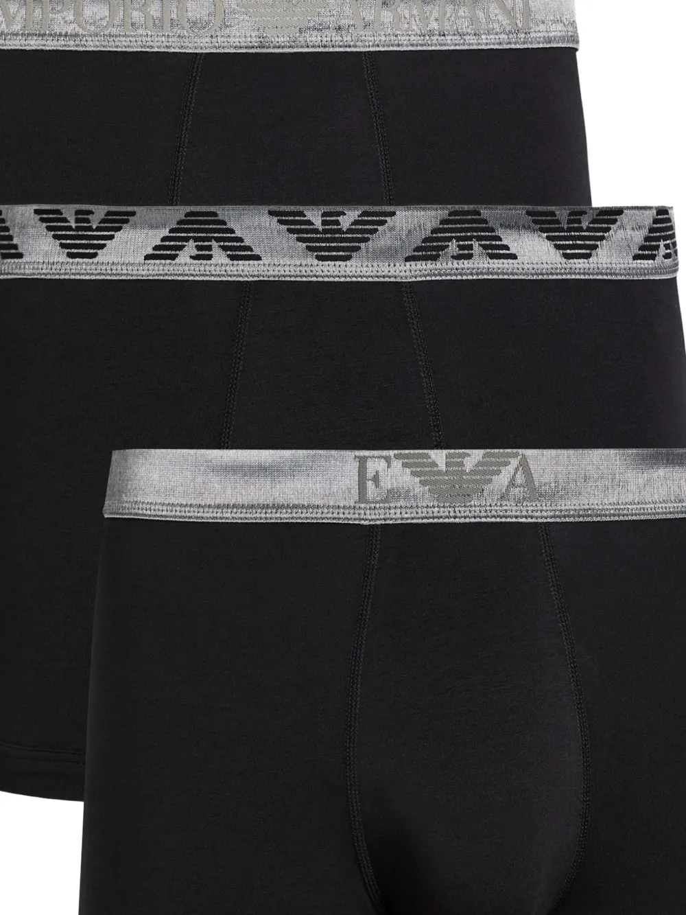 Emporio Armani Drie boxershorts met logoband Zwart
