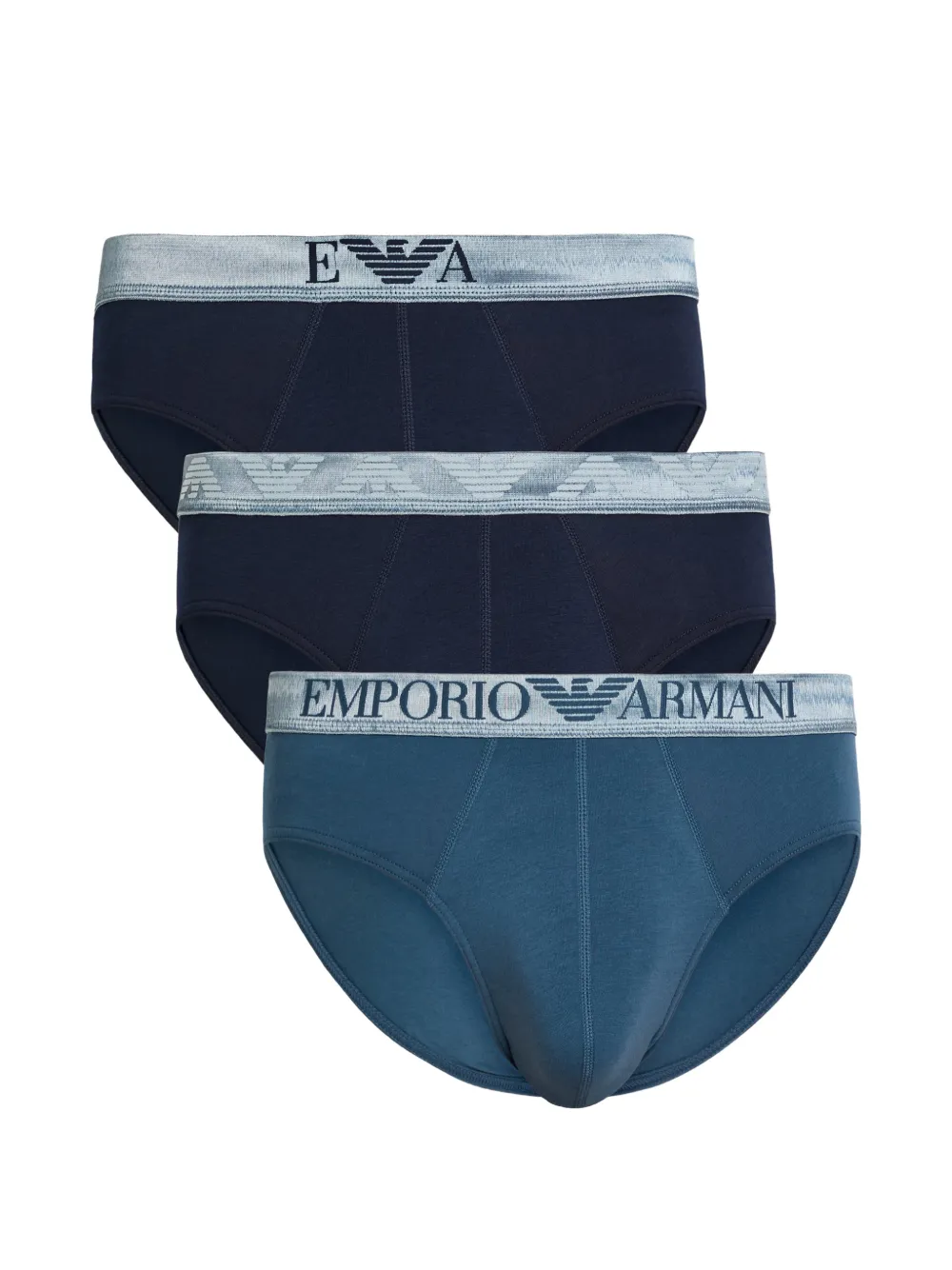 Emporio Armani logo-waistband briefs (set of three) - Blu