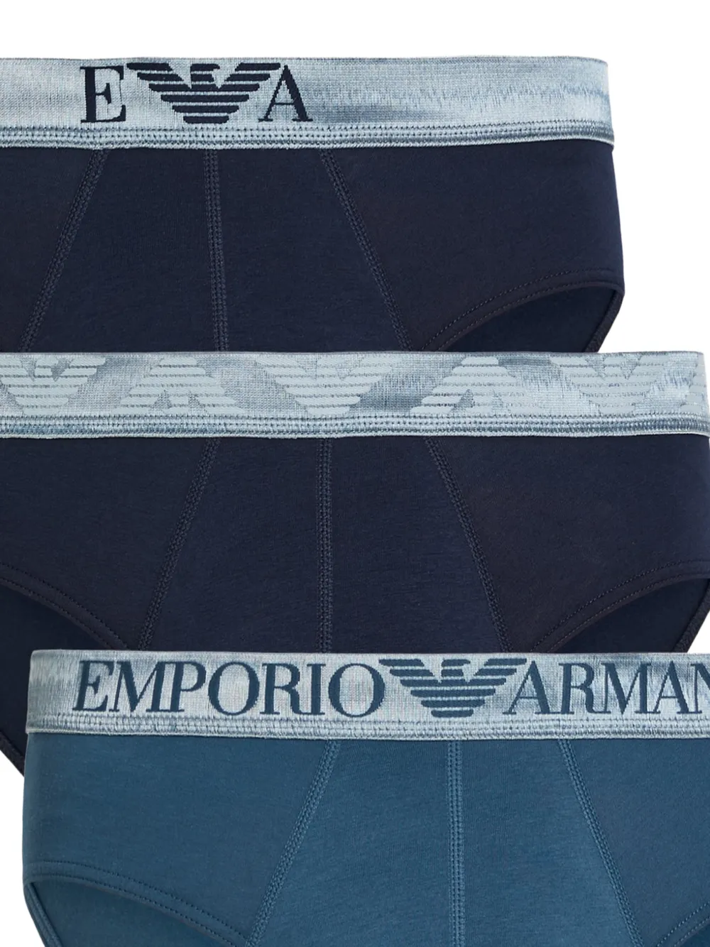 Emporio Armani Drie boxershorts met logoband Blauw