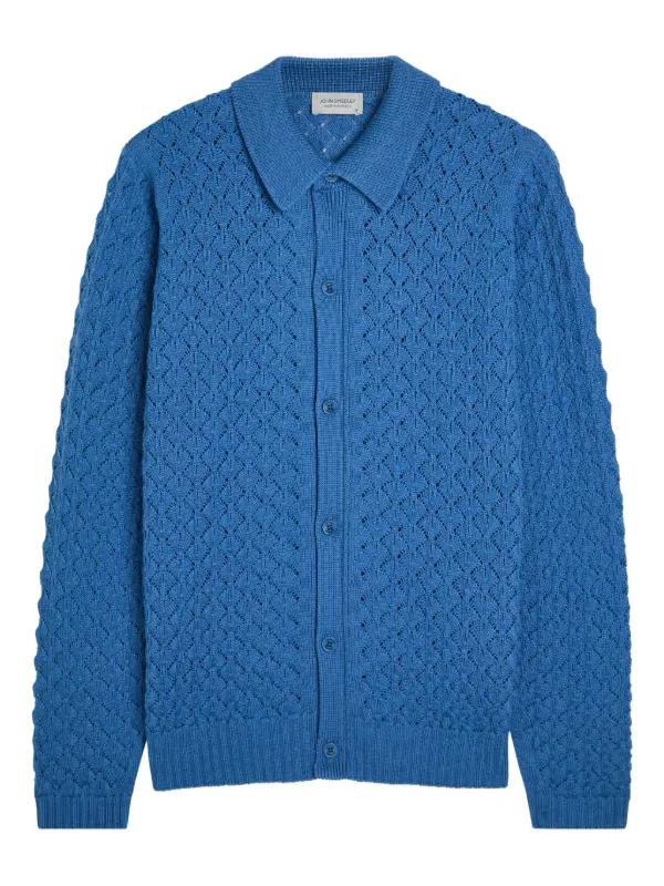 JOHN SMEDLEY ブルー　カーディガン M John Smedley Winster オープンニット カーディガン | ブルー
