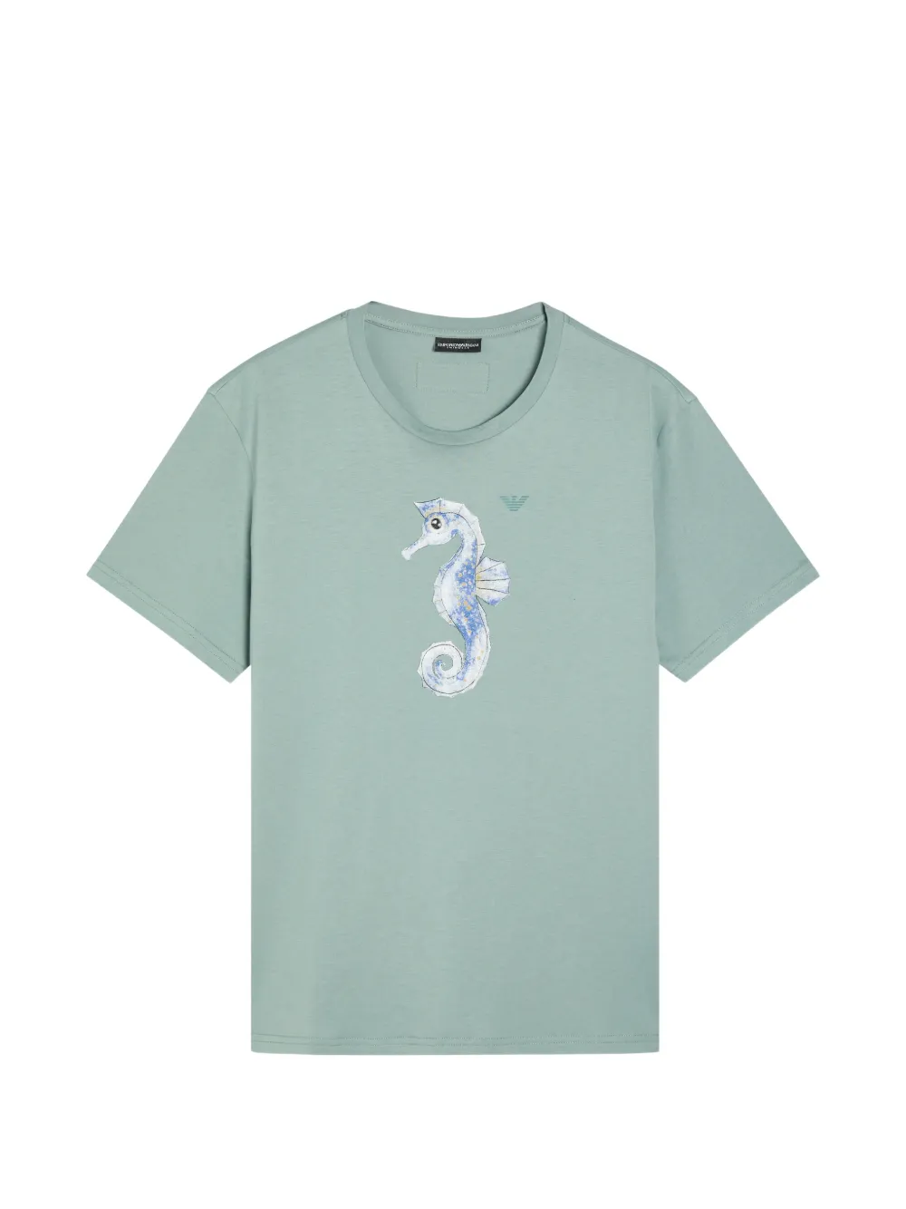 Emporio Armani seahorse-embroidered T-shirt - Blu