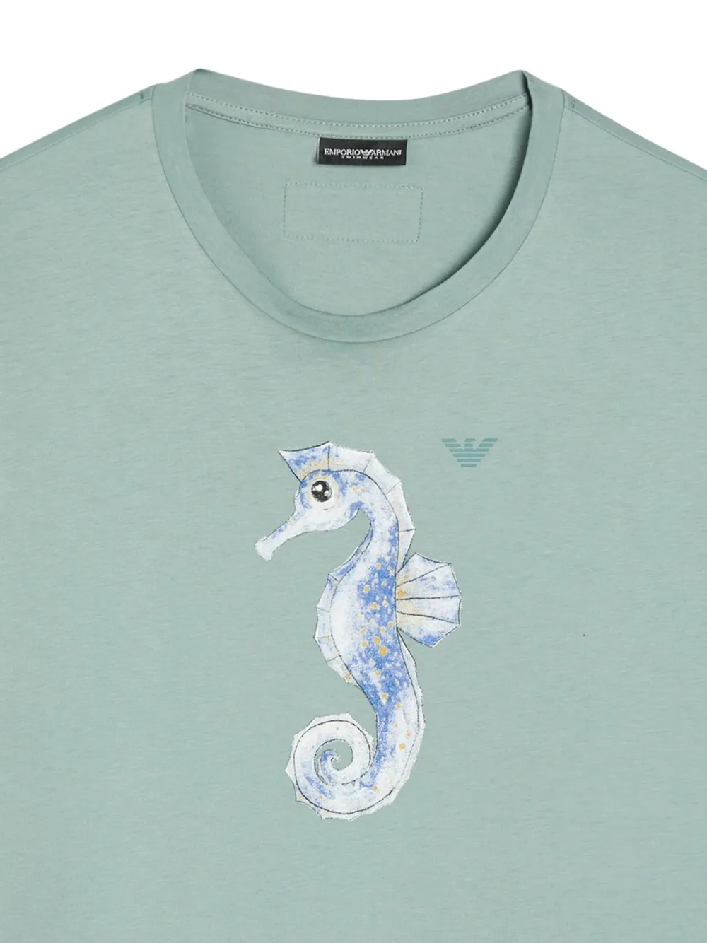 Emporio Armani T-shirt met geborduurd zeepaard Blauw