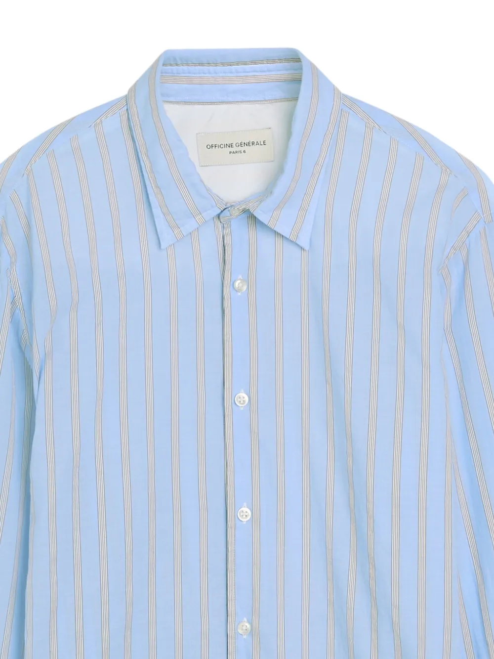  Officine Generale Camisa A Rayas - Azul 