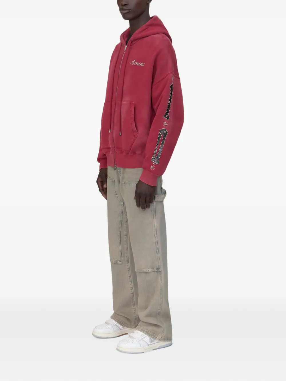 AMIRI Bones oversized hoodie met studs en rits Rood