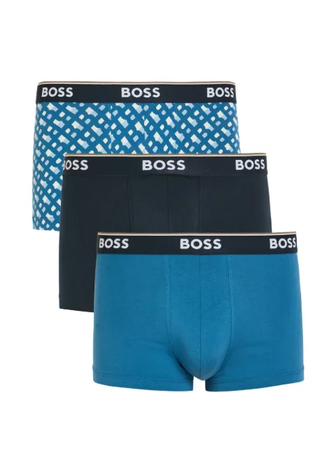 BOSS logo-waistband geometric-print boxers (set of three)