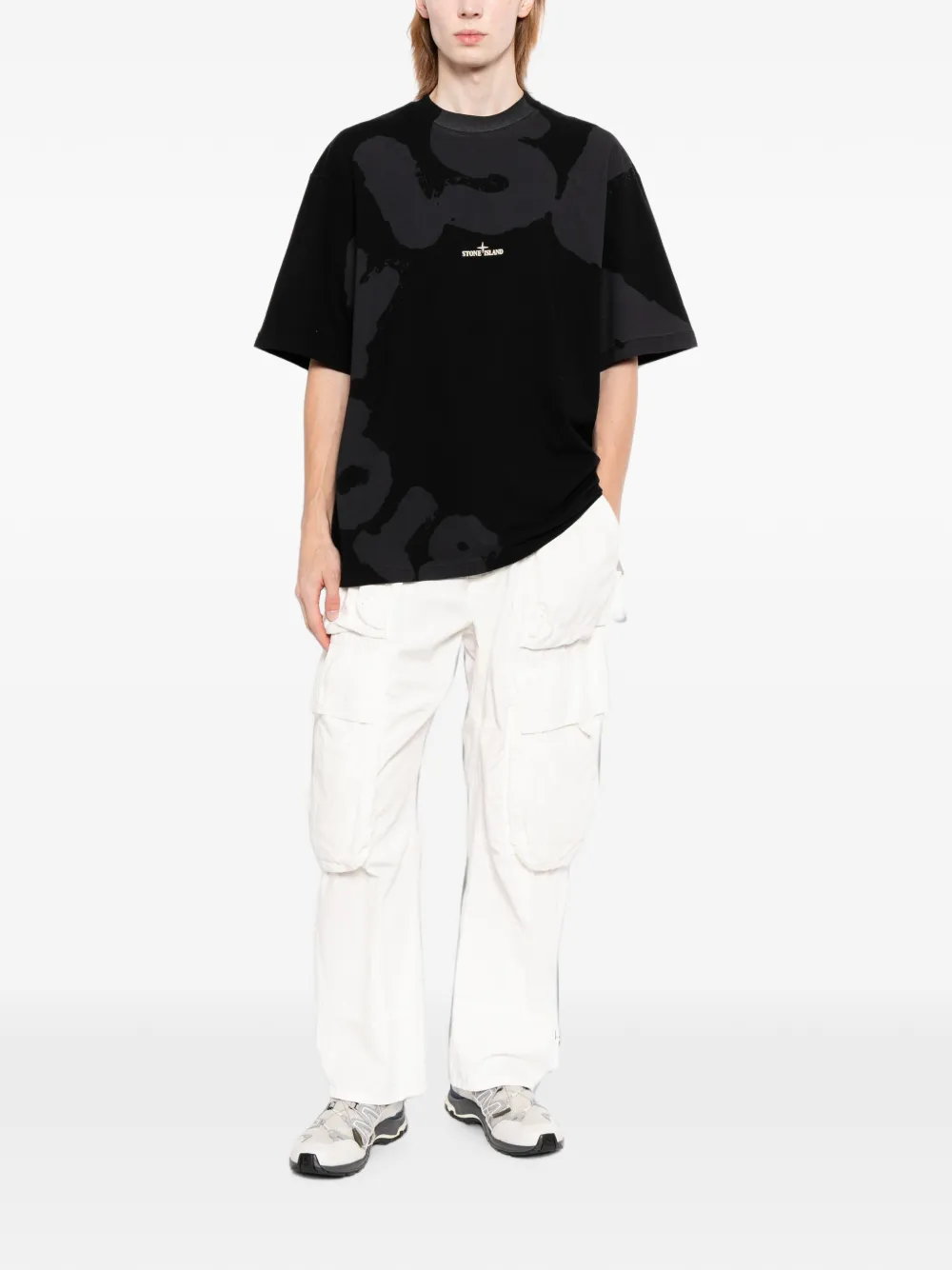 Stone Island T-shirt met logoprint Zwart