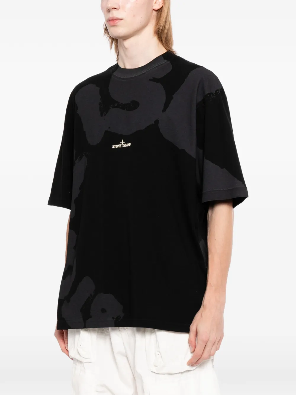 Stone Island T-shirt met logoprint Zwart