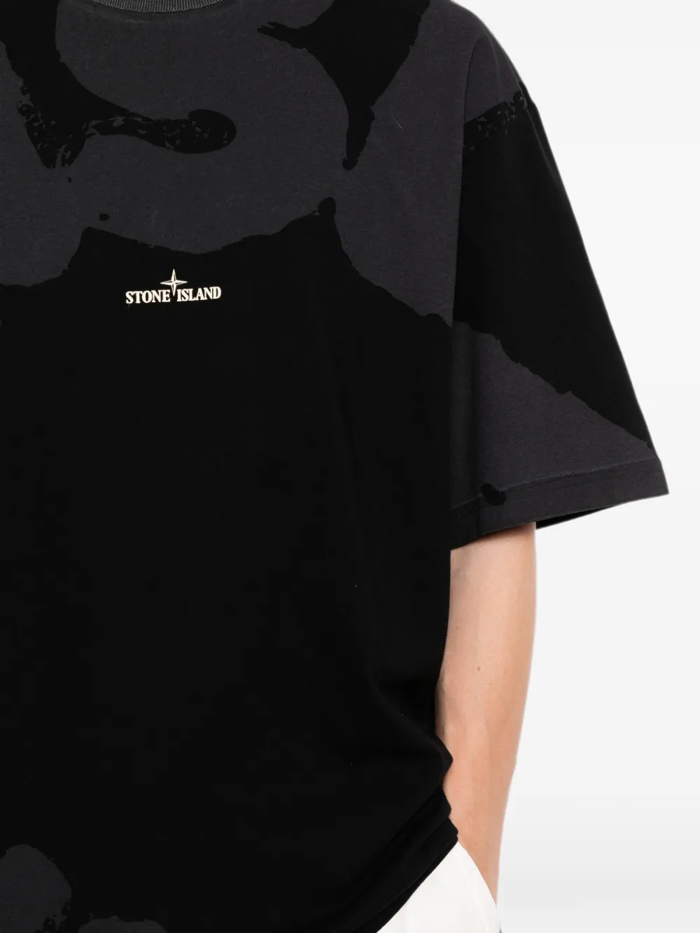Stone Island T-shirt met logoprint Zwart