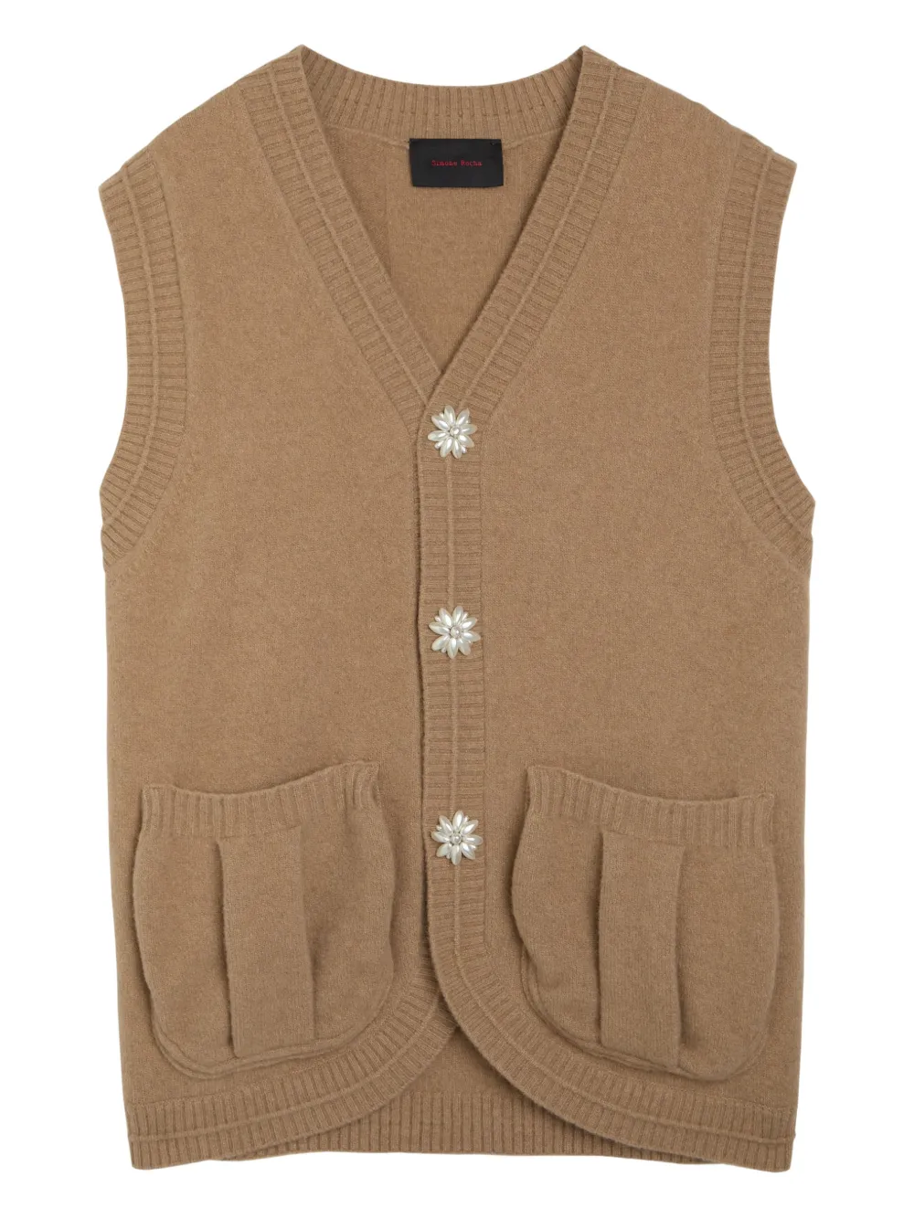 Simone Rocha Cardigan con perle sintetiche - Marrone