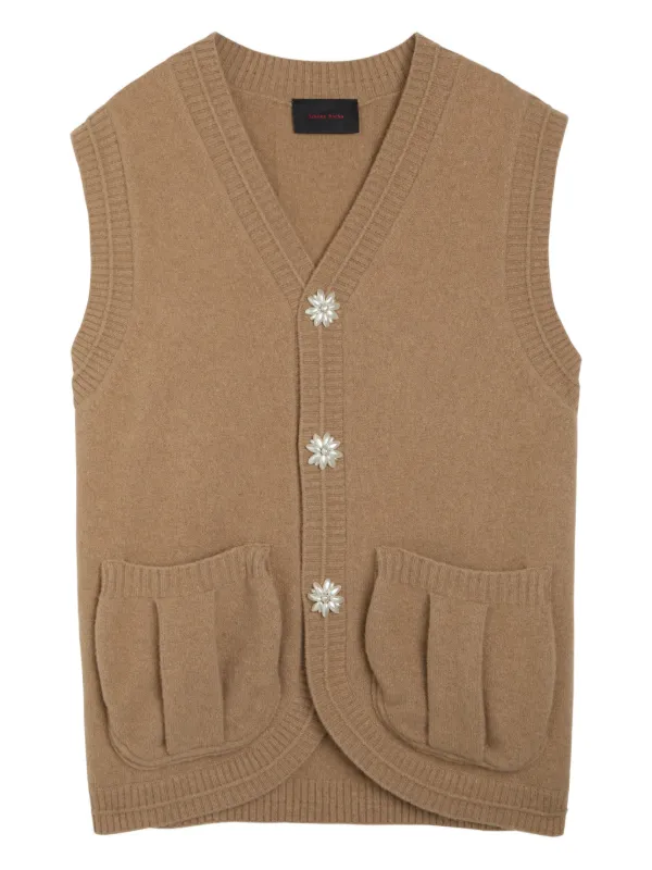 Simone Rocha Faux-pearl-embellished Cardigan in Brown