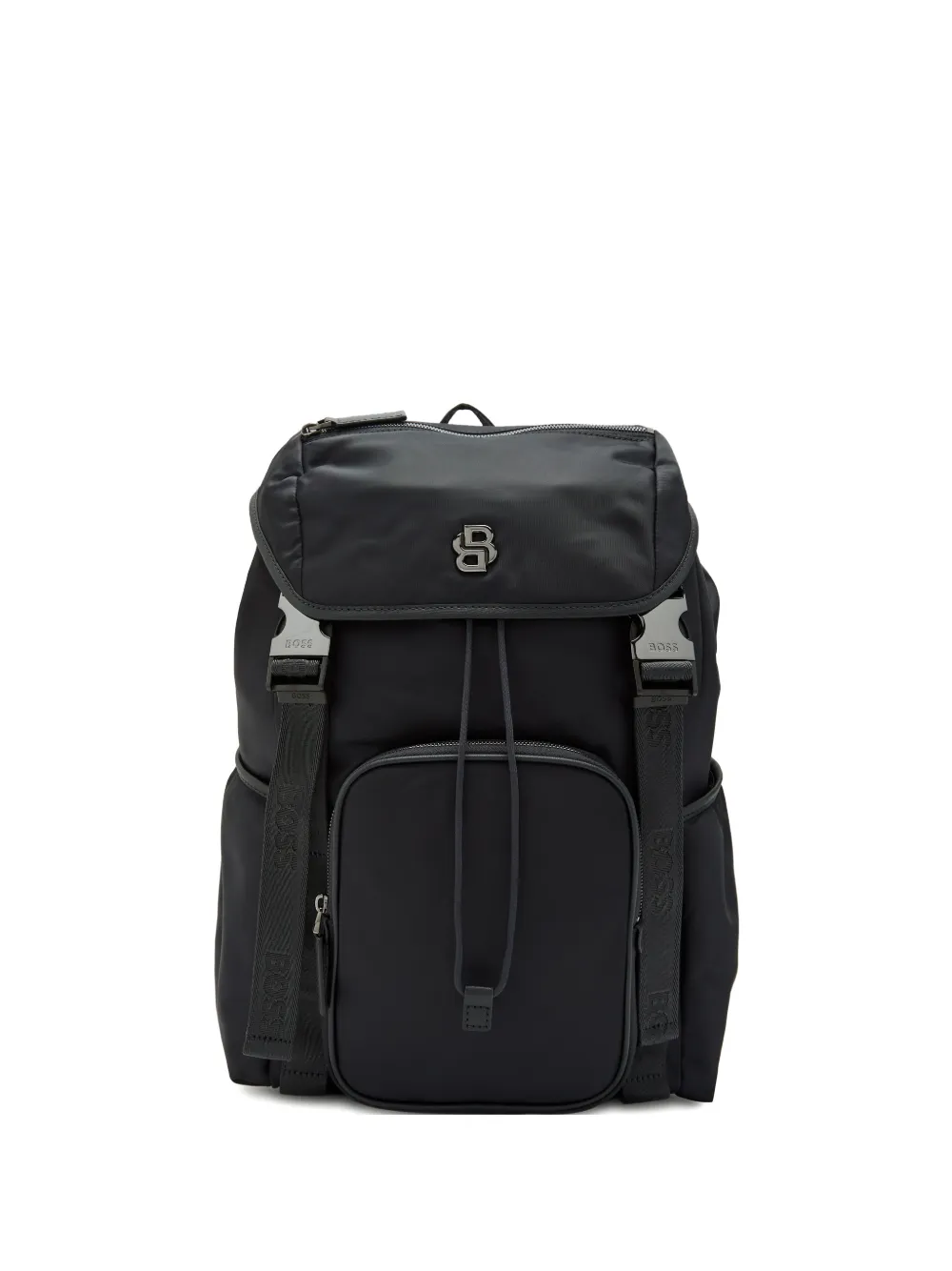 BOSS logo plaque drawstring backpack - Nero