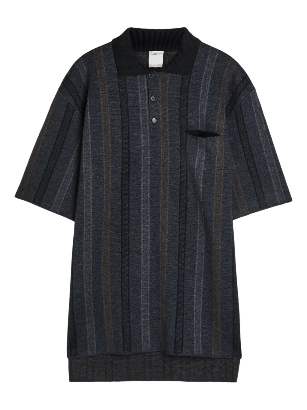 Calvin Klein striped-pattern patch-pocket polo shirt - Grau