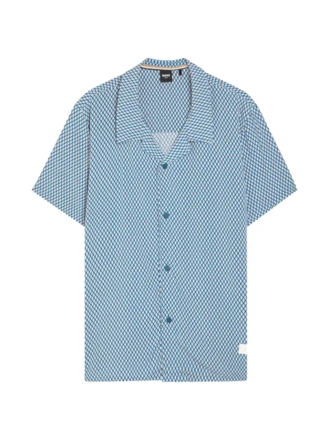 BOSS geometric-print camp-collar shirt