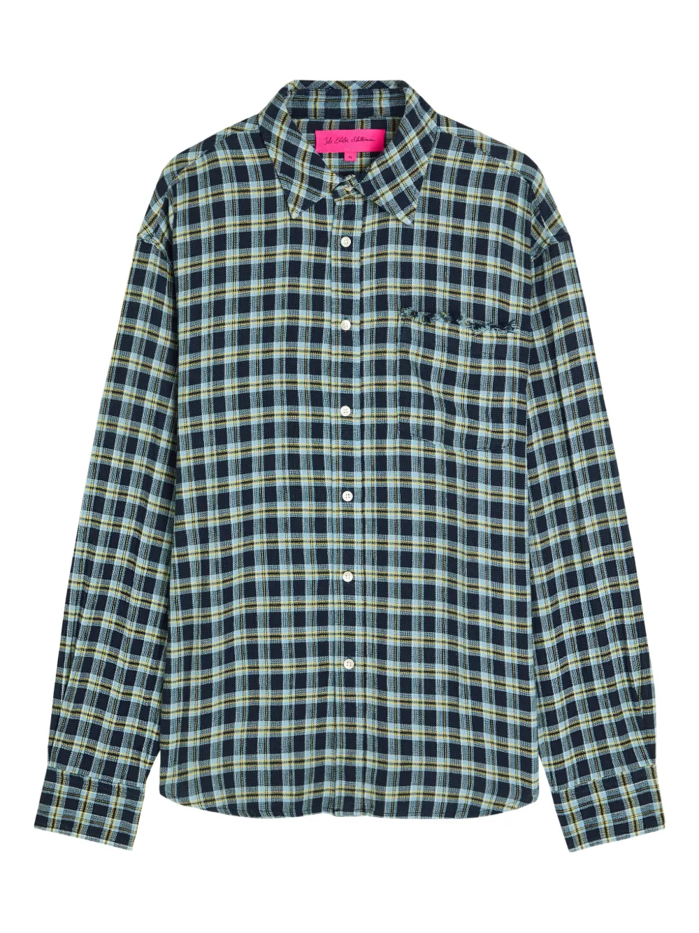 The Elder Statesman Dune frayed-trim checked shirt - Blue