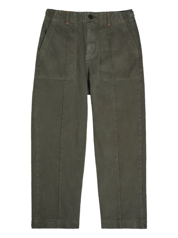 The Elder Statesman Dundy Belt-loops Cotton Trousers in Green