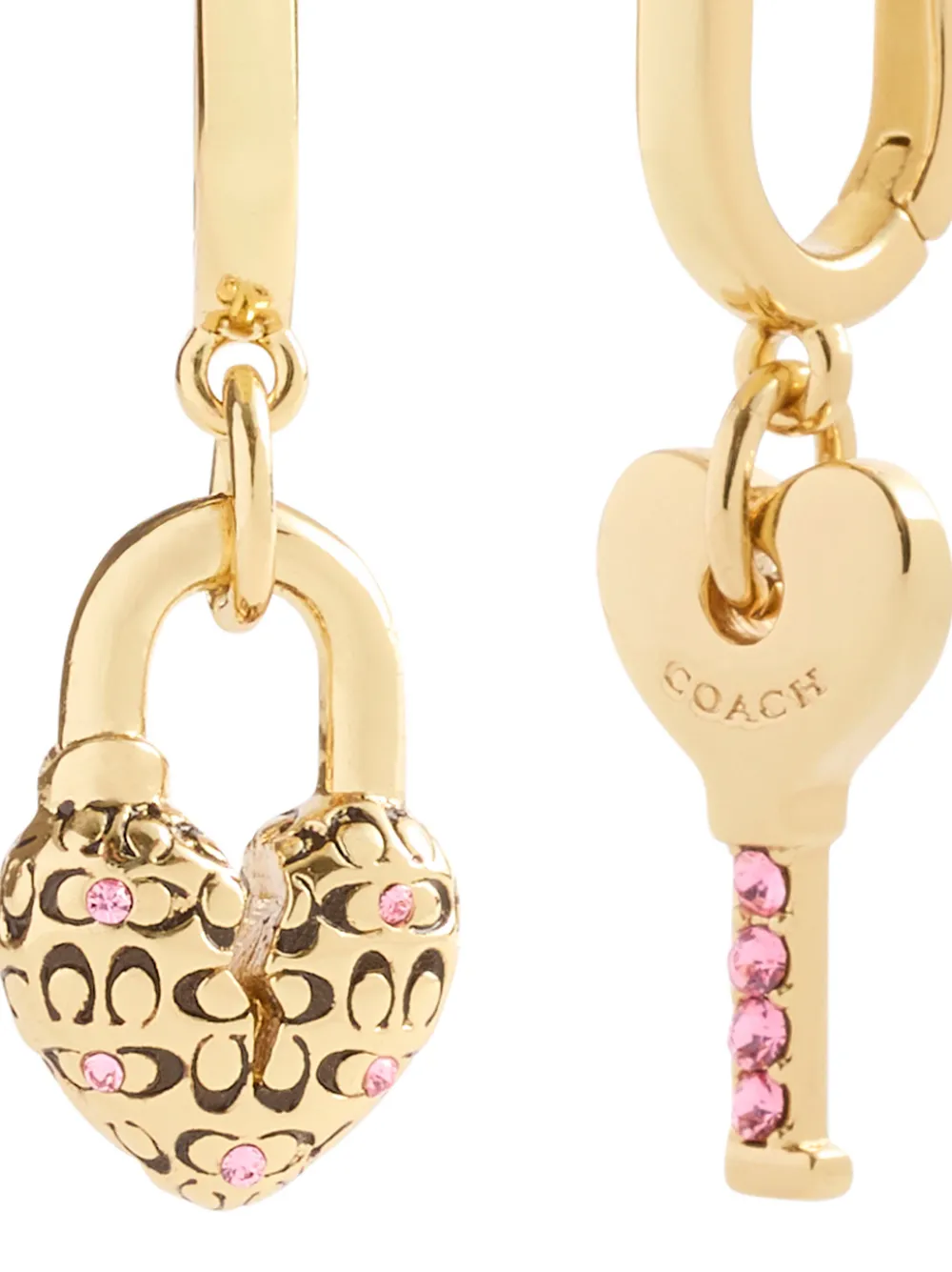 Coach Embellished Hoop Earrings - Gold 