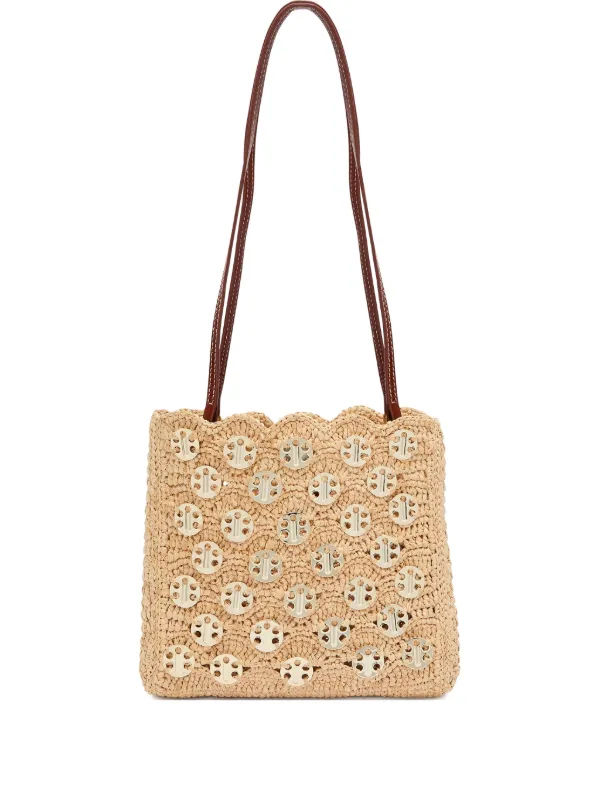 Rabanne Scalloped Appliqué Shoulder Bag in Neutrals