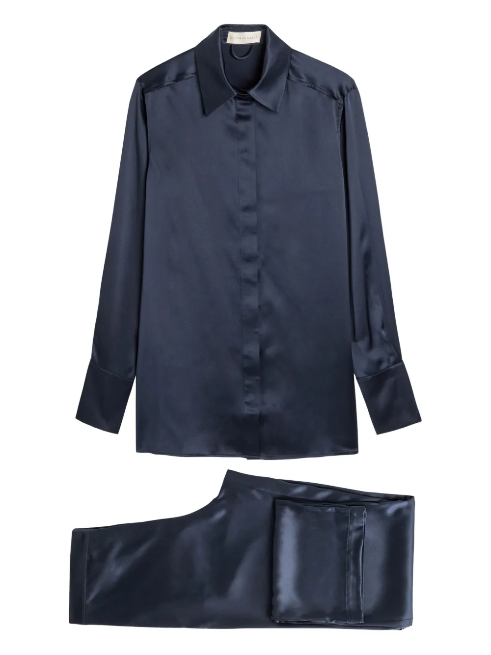 Olivia von Halle Langärmeliger Pyjama - Blau