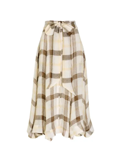 Lisa Marie Fernandez bow checked midi skirt