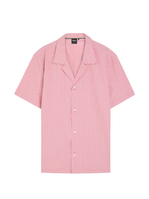 BOSS striped camp-collar shirt