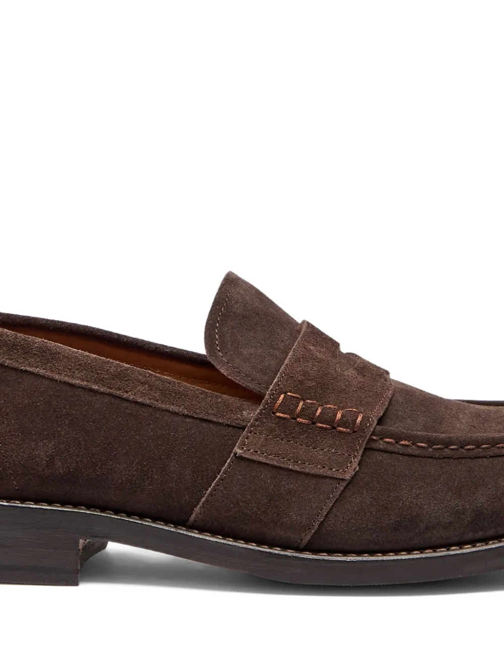 Grenson Su&egrave;de loafers met stiksels - Bruin