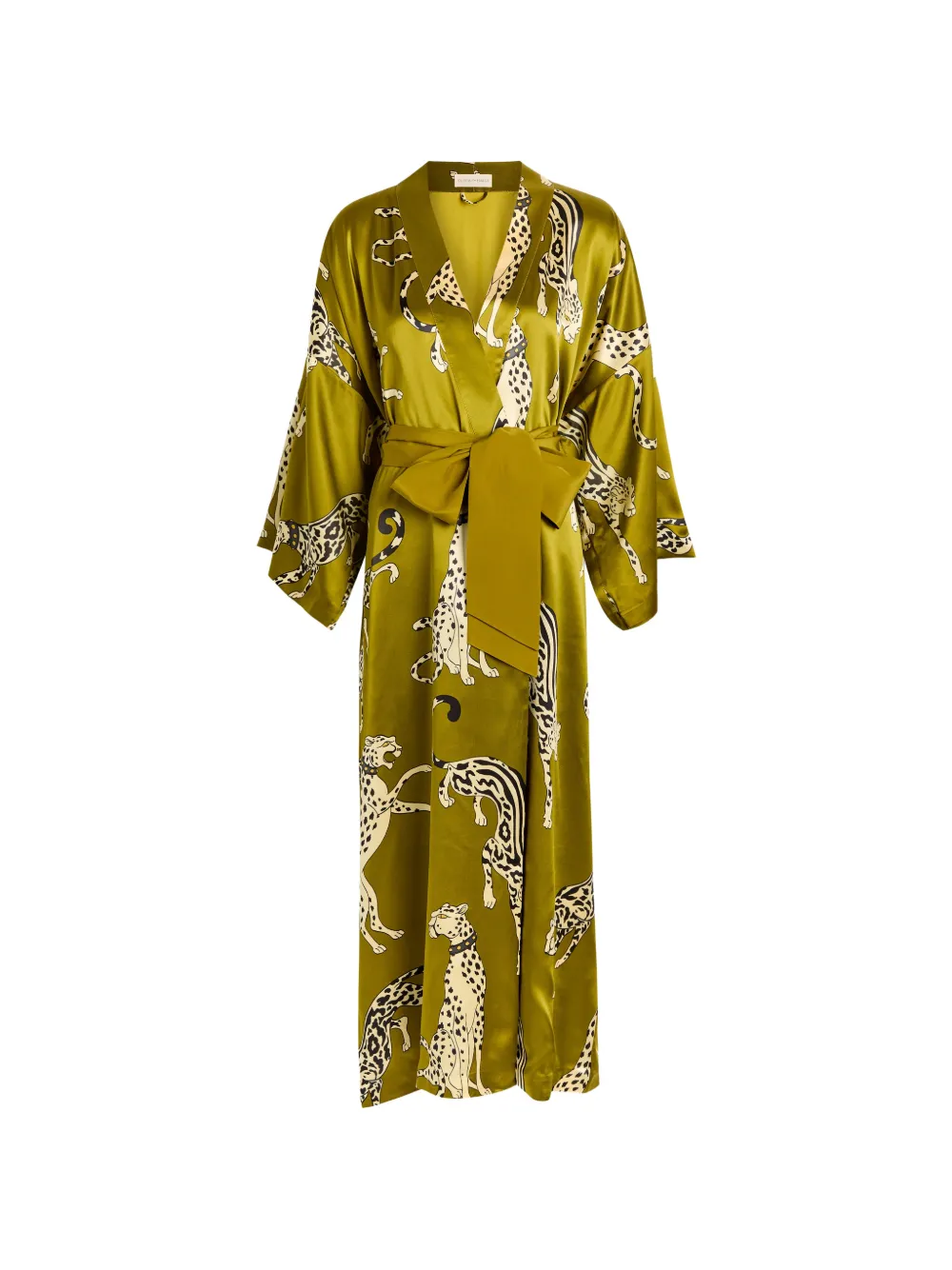 Olivia von Halle Queenie Chanson printed belted robe - Verde