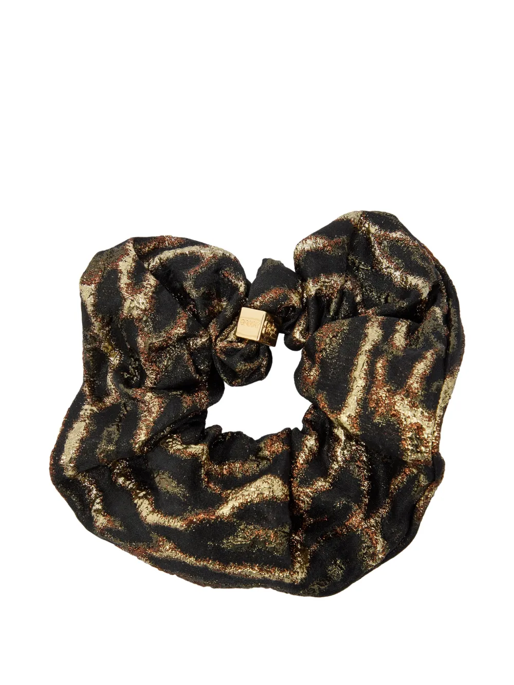 GANNI animal-print metallic scrunchie - Nero