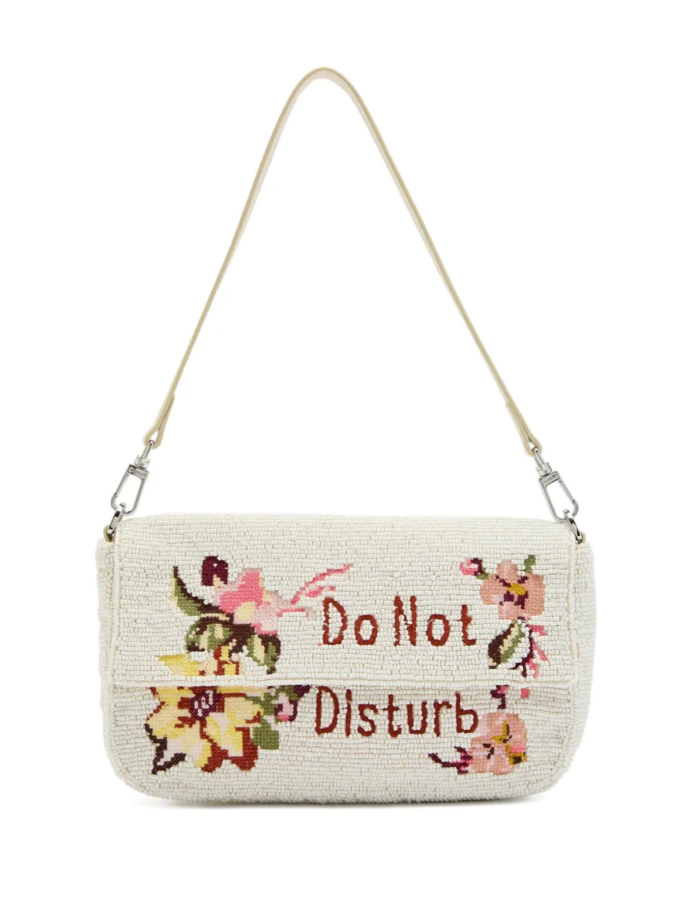 STAUD Timmy beaded shoulder bag - Wit