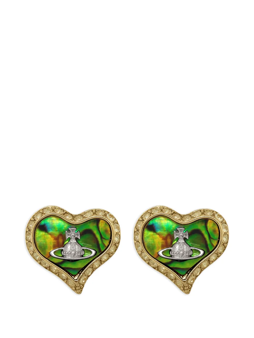 Vivienne Westwood Petra heart crystal-embellished stud earrings - Oro