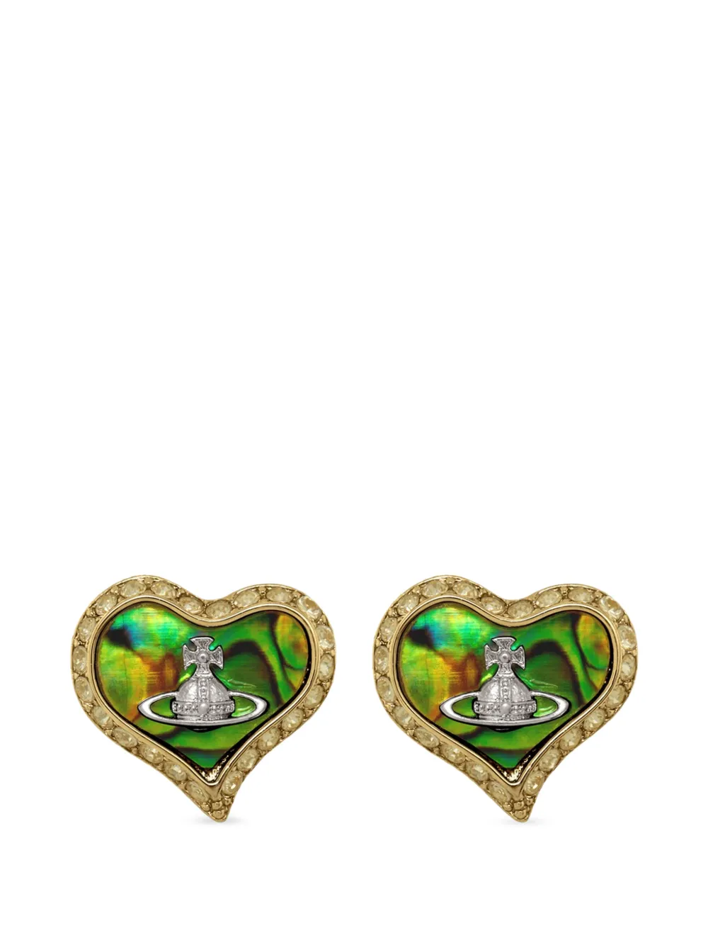 Vivienne Westwood Petra heart crystal-embellished stud earrings - Gold